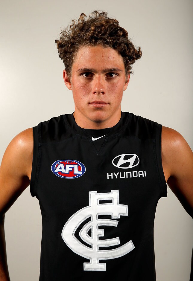AFL 2015 Media - NAB AFL Draft ADELAIDE, AUSTRALIA - NOVEMBER 24: Draft pick Charlie Curnow of the Blues poses during the NAB AFL Draft at the Adelaide Convention Centre, Adelaide, Australia on November 24, 2015. (Photo by Sean Garnsworthy/AFL Media)
